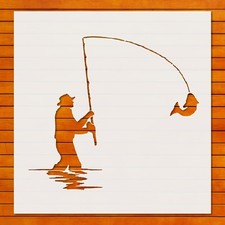 Fishing Fisherman Tribal Stencil Template for DIY Crafts  Wall Art - StencilAir