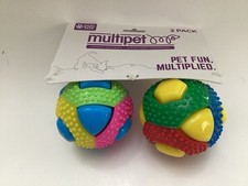 Juego múltiple de dos bolas multicolores Ruff Enuff juguete para perro chirridos fuerza textura