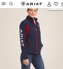 Ariat Team Softshell Jacket Navy Red Equestrian Full Zip Women  s XL NWT 114