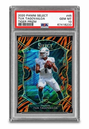 2020 Panini Select Tua Tagovailoa Rookie Tiger Prizm PSA 10 #45 SSP RC Dolphins