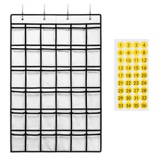 Classroom Pocket Chart 36 Pockets, Phone Storage, Calculator Holder, White