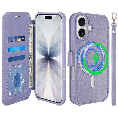 Compatible for iPhone 17 Wallet Case for Magsafe Wireless Charging, PU Leathe...
