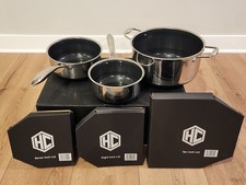 HexClad Hybrid Nonstick 6 Piece Sauce Pan Pot Cookware Set 2qt 3qt 8qt W/ Lids