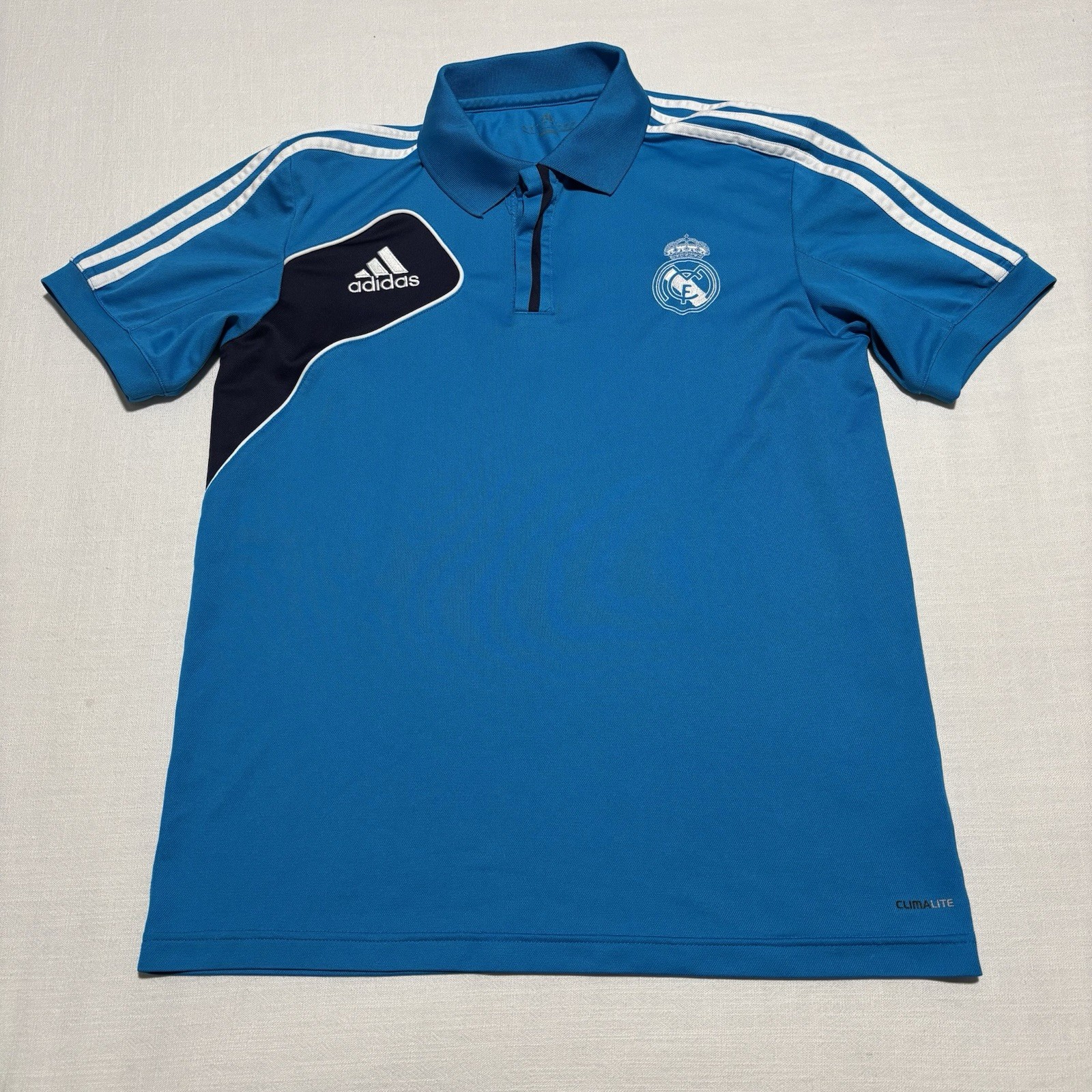 Vintage Adidas Real Madrid 2012-2013 Blue Polo Jersey | Size Medium | Rare HTF