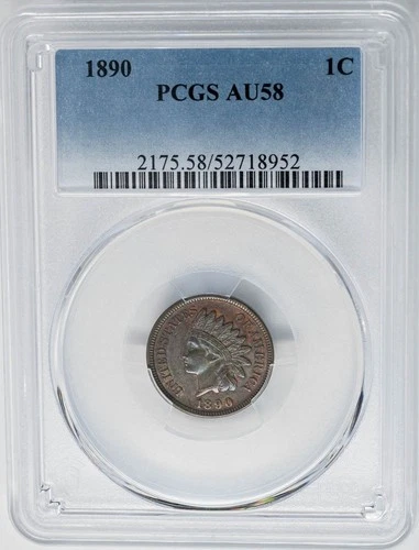1890 Indian Head Cent 1c AU58 PCGS 950885-13