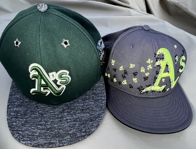 2 Oakland A s New Era 59Fifty BaseBall Caps 7 3/8 MLB Las Vegas Sacramento
