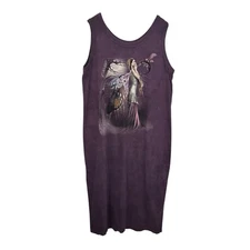 The Mountain Womens Fairy Dragon Graphic Sleeveless Tank Dress Sz 2XL Purple