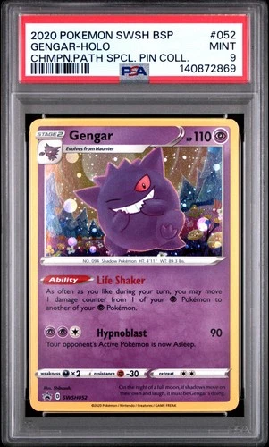 2020 POKEMON SWSH BLACK STAR PROMO #052 GENGAR-HOLO PSA 9