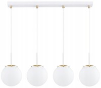 HäNgelampe KüChe 4-Flammig Glas Weiß Gold E27 L:60 Cm Pendelleuchte Esszimmer