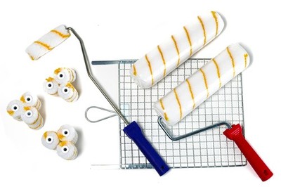 SBS  Maler - Set 15 - teilig 12mm Farbwalze Farbrolle Farbbügel Farbgitter