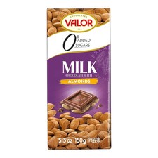 Valor Sugar Free Chocolate Bar Milk and Almonds Diabetic Chocolate Bar Made with