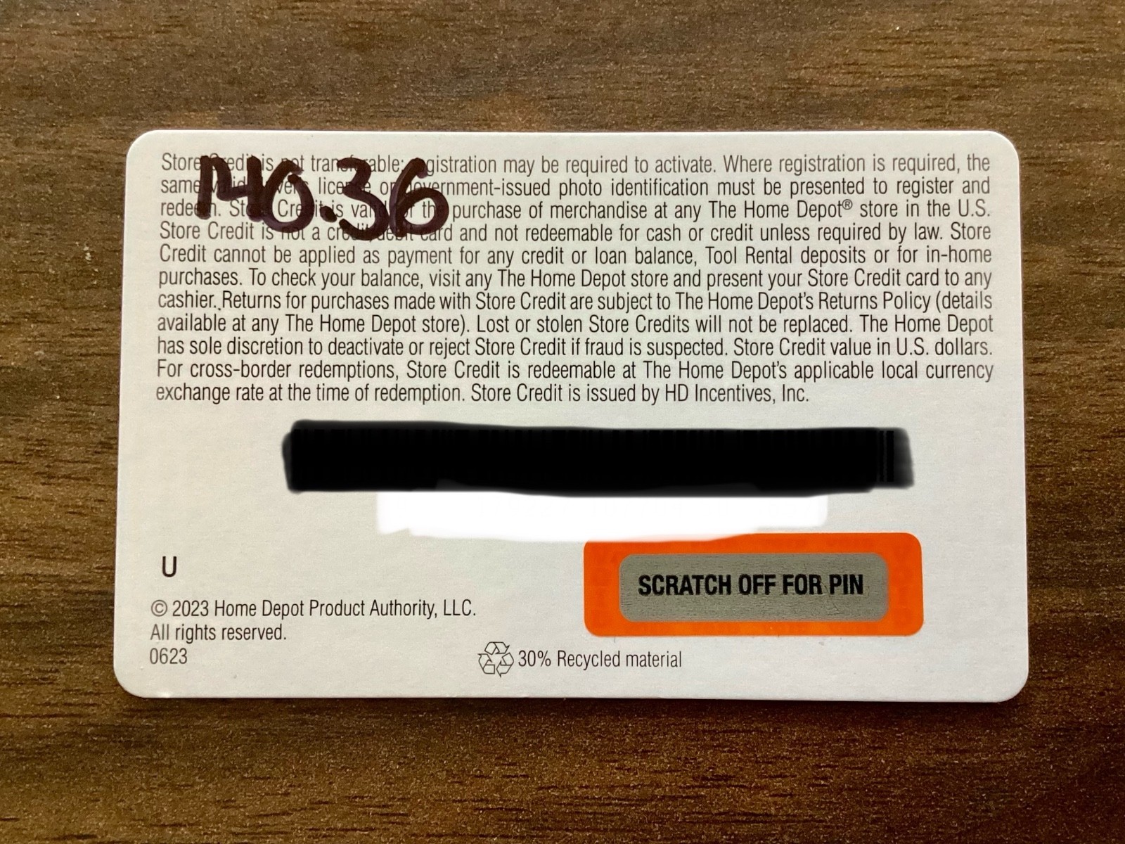 140.36 Home Depot Store Credit Gift Card &  FREE SHIPPING!