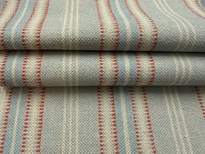 Willowbrook Stripe Cotton Fabric  BLUE Red  280cm Wide Curtain Blind