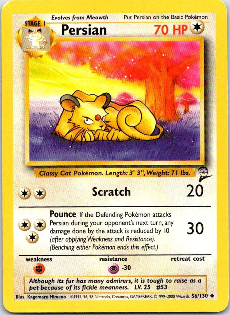 Persian 56/130 Uncommon Base Set 2 Pokemon DMG