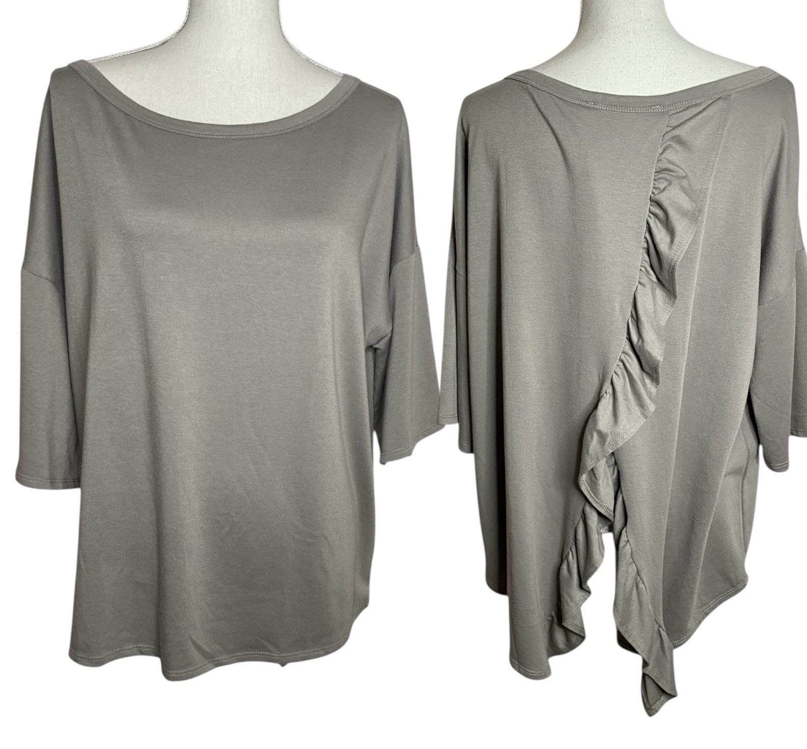 Three Bird Nest Medium Brown Ruffle Split Back To… - image 1