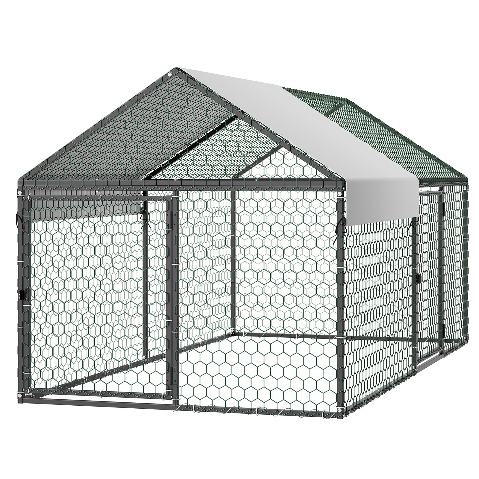 Uimoso Metal Chicken Coop 3.3x6.6x3.3 ft Poultry Cage with Weatherproof Cover