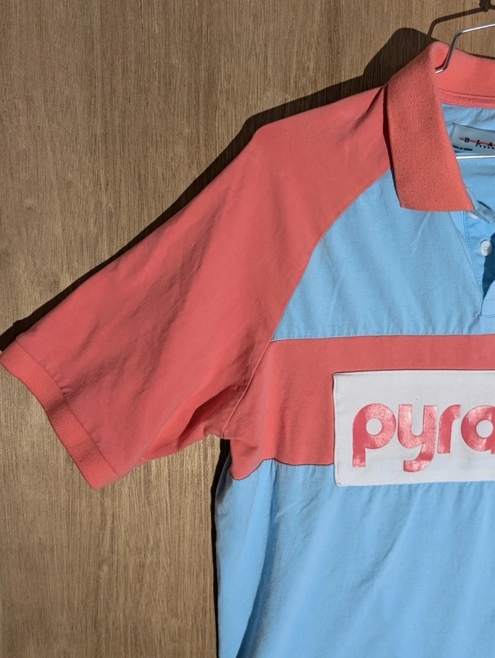 black pyramid polo shirt mens XL short sleeve collared button logo coloblock - Image 2 of 4