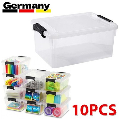 10x Aufbewahrungsbox mit Deckel Set Kunststoffbox Stapelbox Lagerbox Regalbox DE
