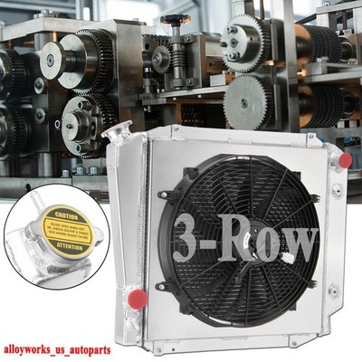 3 Row Radiator Shroud Fan Fit 1966-1977 Ford Bronco Base 3.3L L6 5.0L Ford V8 AT