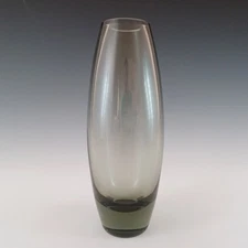 Holmegaard Hellas Per Lutken Danish MCM Hand blown Smokey Glass Vase 9" H Signed