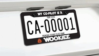 My Co-pilot Is A Wookiee Star Wars Glossy Black License Plate Frame Han Solo