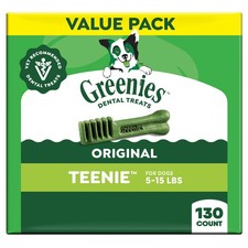 Greenies Dog Dental Treats Teenie 130 Count Natural Teeth Cleaning Chews 36oz