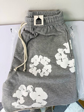 DENIM TEARS Men's Gray/White Floral Cotton Wreath Fleece Sweat Shorts S