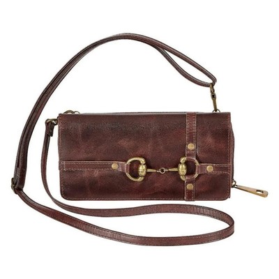 AWST Int'l Snaffle Bit Leather Cross Body Wallet - Black or Brown