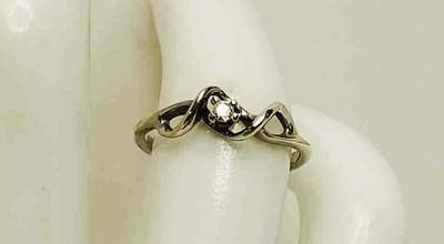 10K massiver Weißgold Solitär Diamant Lockenring Größe 5, 2 mm, 1,5 gr