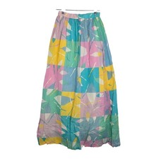 Vtg Vibrant Geometric Maxi Skirt Pastel Checkered Boho Festival Summer