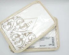 Frette Medallion Standard Pillow Shams Milk Set of 2 Shams NEW JG025024