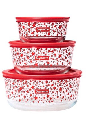 Supreme New Set of 3 Pyrex Bowls FW23 Red