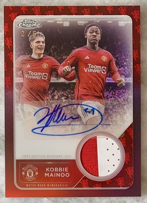 Kobbie Mainoo /5 Match Worn Patch Auto 2024-25 Topps Chrome Deluxe Manchester 