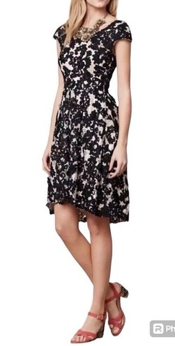Anthropologie Yoana Baraschi Lace Soutache Dress Scoop-Neck Black 10 - Picture 2 of 20