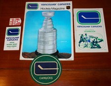 1970 Vancouver Canucks 1st NHL Game Ticket Stub Program Crest Pocket Schedule 