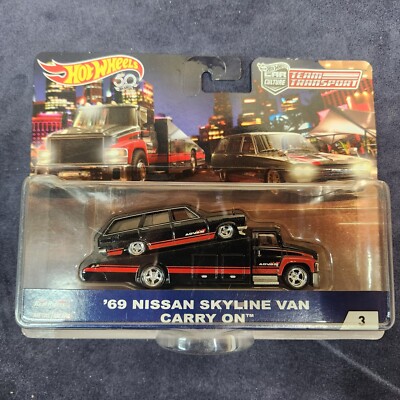 Hot Wheels 2019 Team Transport '69 Nissan Skyline Van Carry On Hauler Set Advan