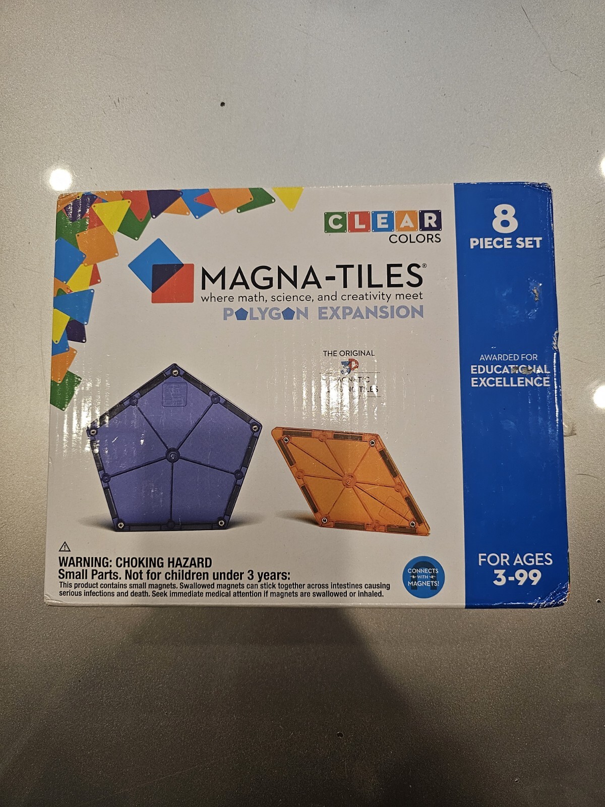 Magna-Tiles 8 Piece Set  4 Pentagons 4 Diamonds Polygon Expansion by Clear Color