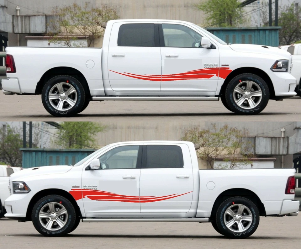 Elevador a rayas de puerta lateral para Dodge Ram 1500 2500 camioneta ligera enganche gráfico 2015 arriba Foto 4 de 4