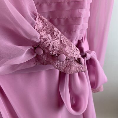 Vintage Miss Elliette Mauve Chiffon Dress Long Gown 60s 70s size 16 | eBay