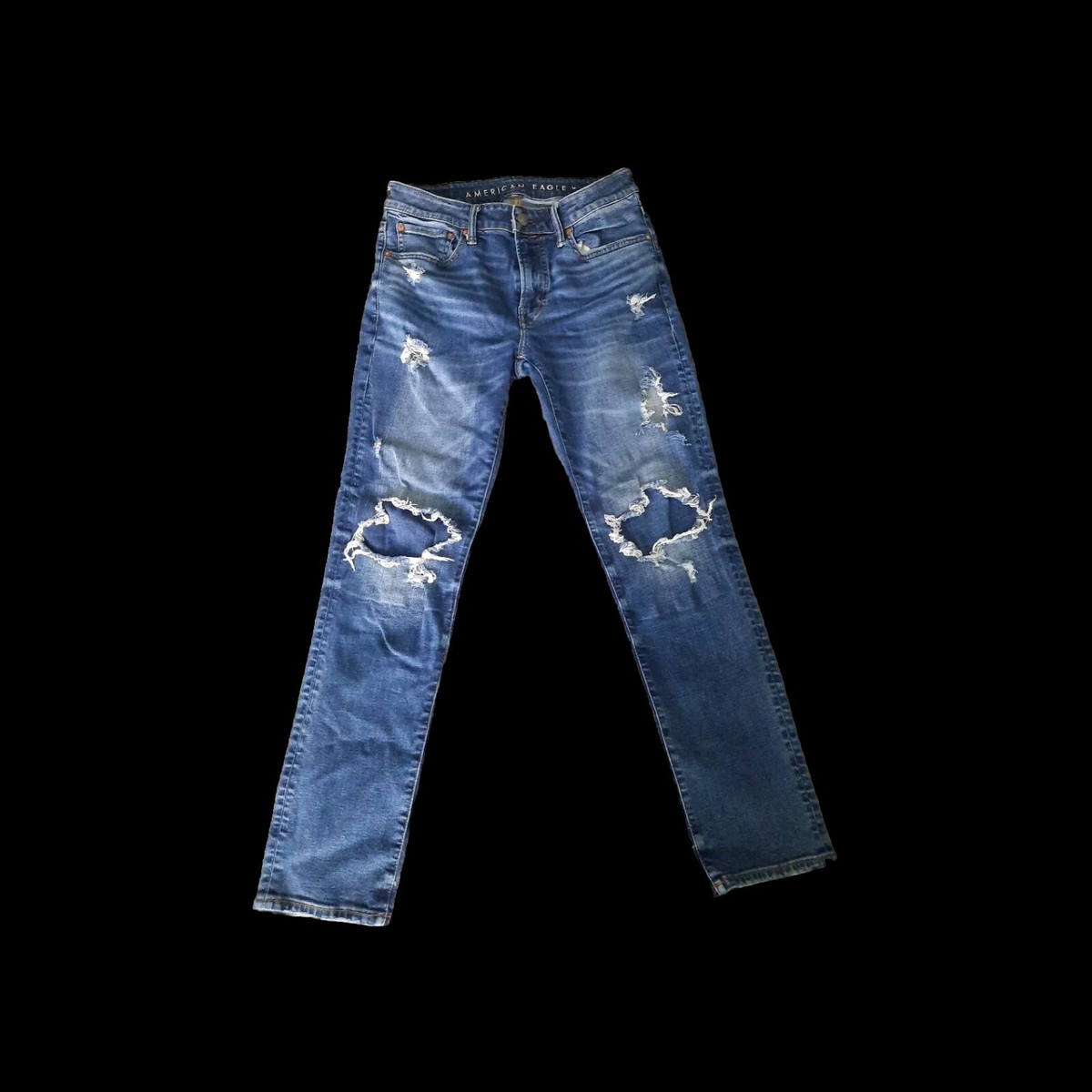 American Eagle Jeans Mens Jeans 31x30 Airflex Distressed Slim Dark Wash