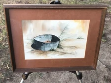 BETTIE JONES Original VINTAGE 1960s WATERCOLOR MID CENTURY MODERN Signed Framed