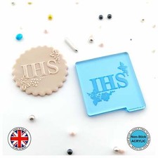 IHS with Grape vine leaves First Holy Communion Embosser Acrylic Stamp Cookie