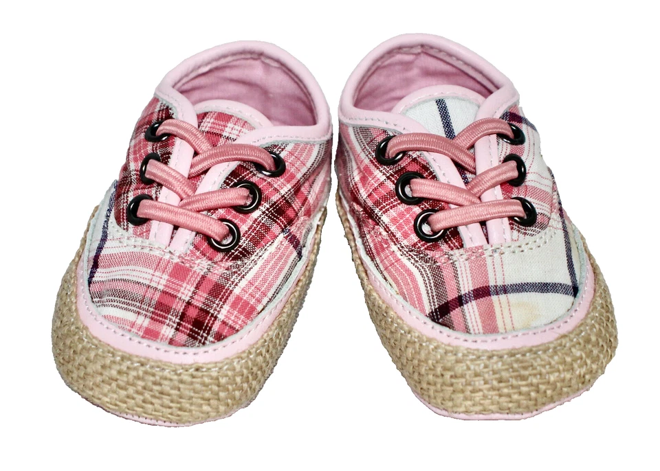 COLE HAAN Bebé Niña Mini Alpargata Encaje Zapato Talla 1 (0-12 meses) Rosa Cuadros Foto 4 de 4