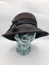 Scala Collection Bowler Hat Women's Designer 100 Wool Felt Belted Black-OS