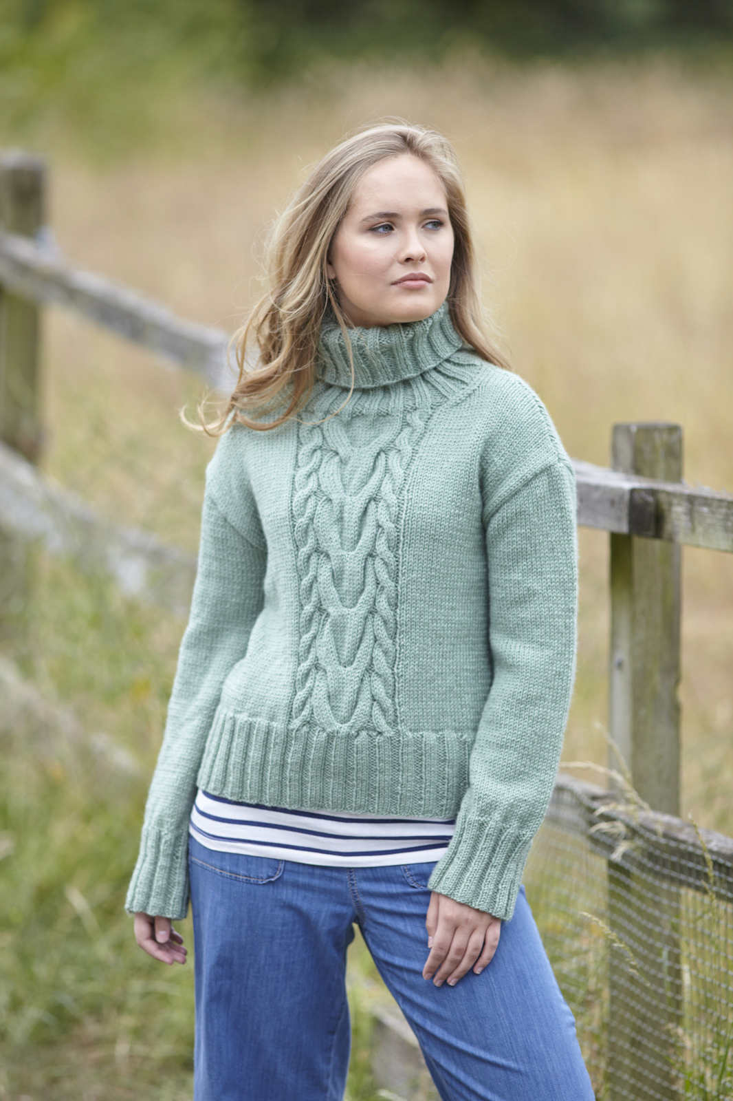 King Cole Ladies Aran Knitting Pattern Womens Round or Polo Neck
