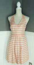 Banana Republic V-Neck Striped Baby Doll Dress Size 2 Open Back Pockets 