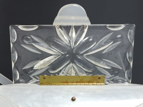 Borsetta scatola botte lucite stile intagliato vintage perla marmorizzata metà secolo LEGGI TUTTO - Foto 10 di 24