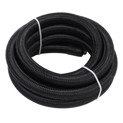 8AN AN8 1/2'' Fuel line Hose Braided Nylon Stainless Steel Oil Gas CPE 10FT Black