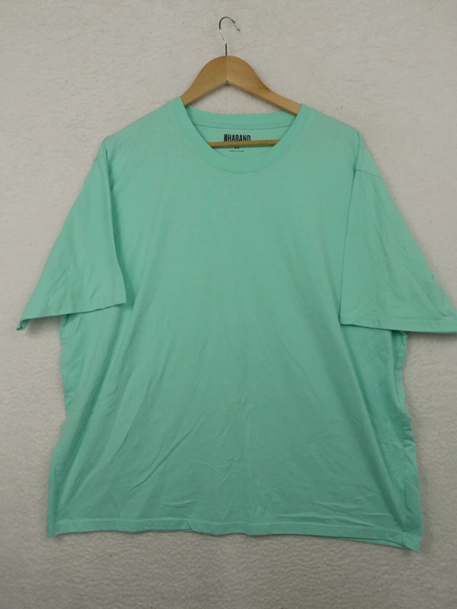 Haband T-Shirt Men's XXL Mint Green Solid Crew Neck Short Sleeve | eBay