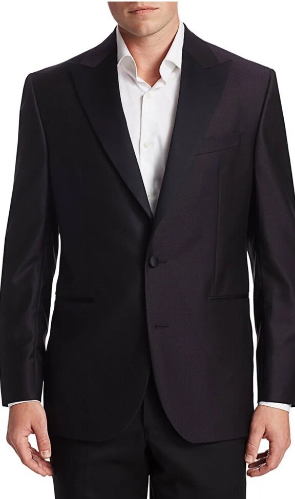 Saks fifth avenue ブラック テーラードジャケット Lサイズ Saks Fifth Avenue Geometric Tossed Textured Black Tuxedo Dinner